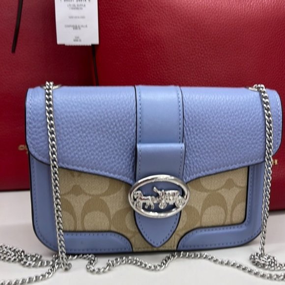 Coach Georgie Crossbody In Signature Canvas Light Khaki / Marble Blue - Picture 3 of 16